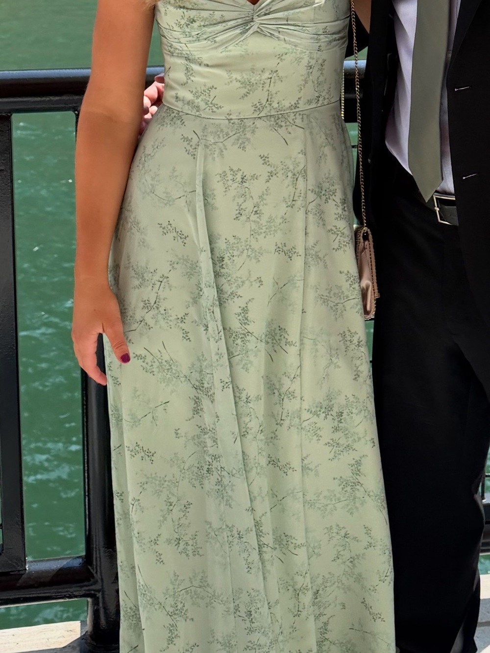 Azazie Sage Green Floral Maxi Dress